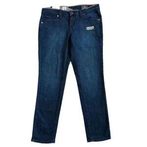 Volcom Dark Wash Super Skinny Crop Jeans Pants Classic Logo Size 7 Junior's NWT